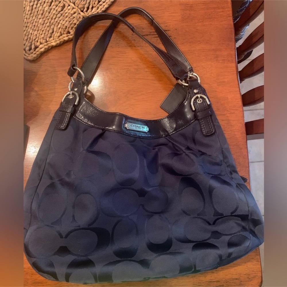 Coach Navy Signature Shoulder Bag
